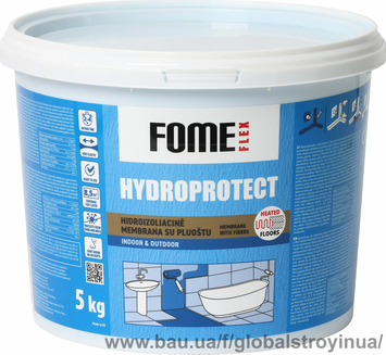 Гідроізоляція акрилова під кахель посилена мікроволокнами FOME FLEX Hydroprotect 5 кг